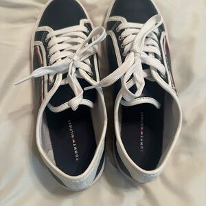 Tommy Hilfiger Blue and White Low-Top Sneakers